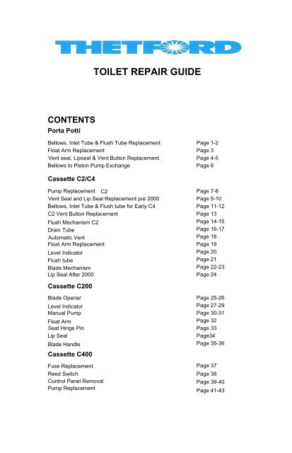 Thetford C200 Repair Instructions () Thetford C200 Repair Instructions