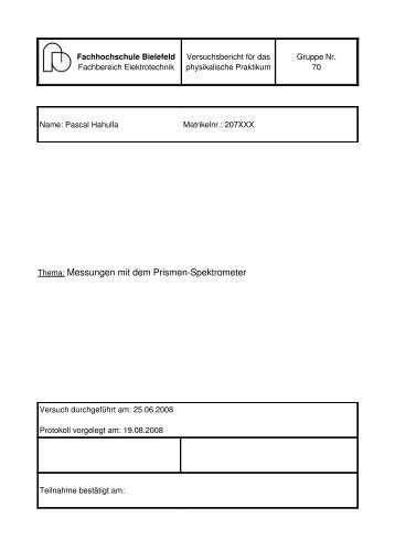 Thema: Messungen mit dem Prismen-Spektrometer - Pascal Hahulla