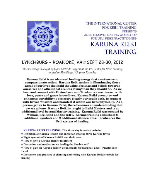 KARUNA REIKI TRAINING - Virginia Center for Reiki Training