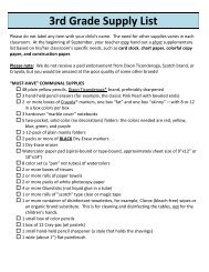 3rd Grade Supply List (Fall 2012) - Ps 87