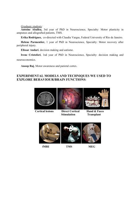 curriculum vitae - CNC - Centre de Neurosciences Cognitives - CNRS