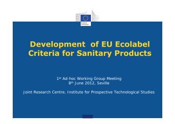 Development of EU Ecolabel Criteria for Sanitary Products