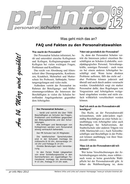 FAQ und Fakten zu den Personalratswahlen - Personalrat Schulen