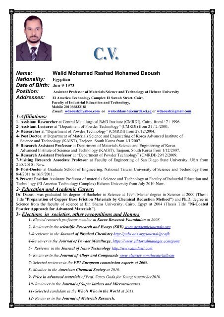 Walid Rashad Walid Mohamed Rashad Mohamed Daoush ... - Helwan University