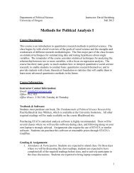 Methods for Political Analysis I - University of Oregon