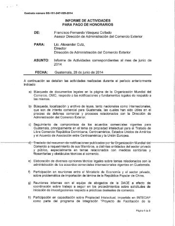 informe de actividades para pago de honorarios - DirecciÃ³n de ...