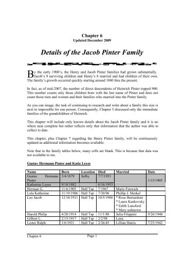 Chapter 6 - Details of the Jacob Pinter Family - New Page 1