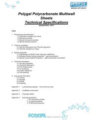 Polygal Polycarbonate Multiwall Sheets  Technical Specifications