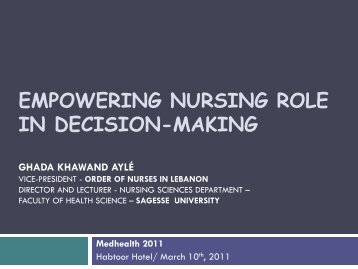 EMPOWERING NURSING ROLE IN DECISION-MAKING