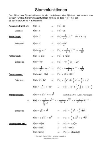 "Stammfunktionen" (PDF, 24 KB) - Markus Peitz