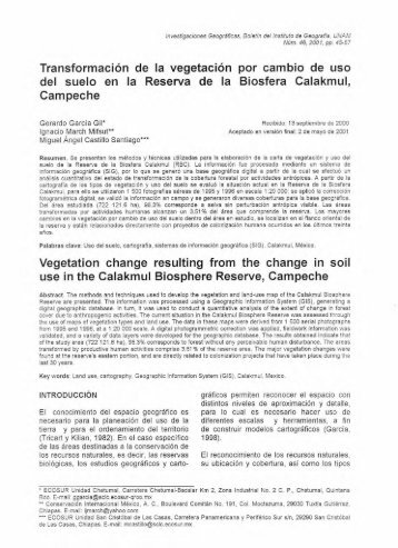 TransformaciÃ³n de la vegetaciÃ³n por cambio de uso del suelo en la ...