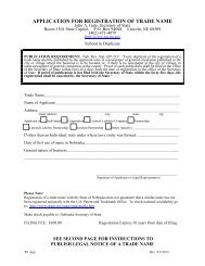 APPLICATION FOR REGISTRATION OF TRADE NAME - Nebraska ...