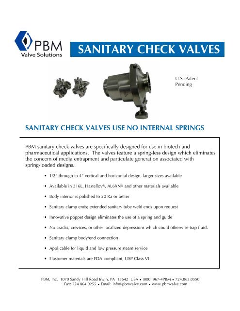 PBM Sanitary Check Valves - Tri-Canada