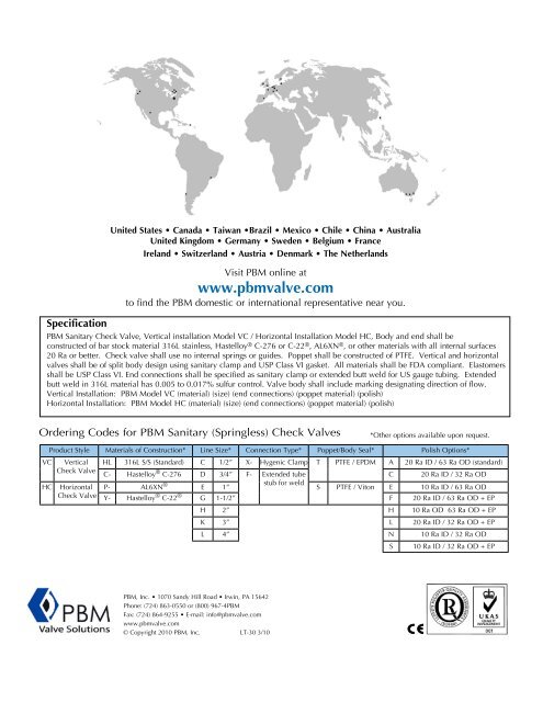 PBM Sanitary Check Valves - Tri-Canada