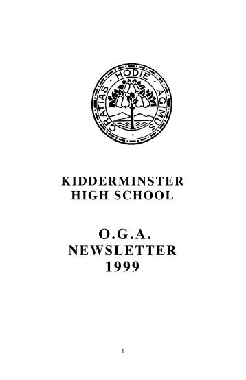 1999 Newsletter... - Kidderminster High School for Girls Old Girls ...