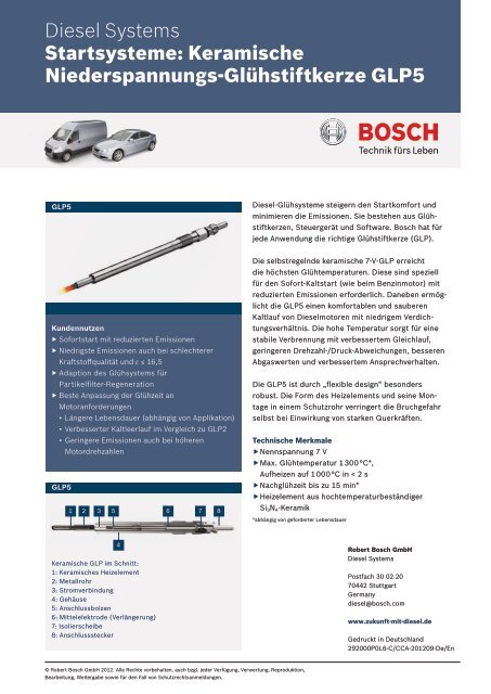 Datenblatt GlÃ¼hstiftkerze GLP5 - Bosch Automotive Technology