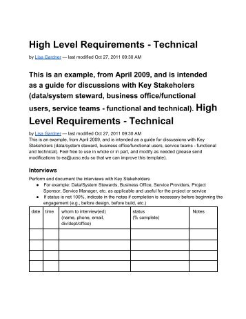 Technical requirements - Information Technology Services