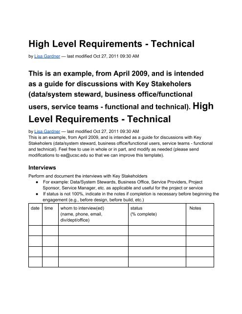 Technical requirements - Information Technology Services