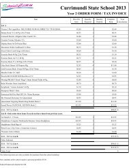 Currimundi State School 2013 Year 2 ORDER FORM / TAX INVOICE