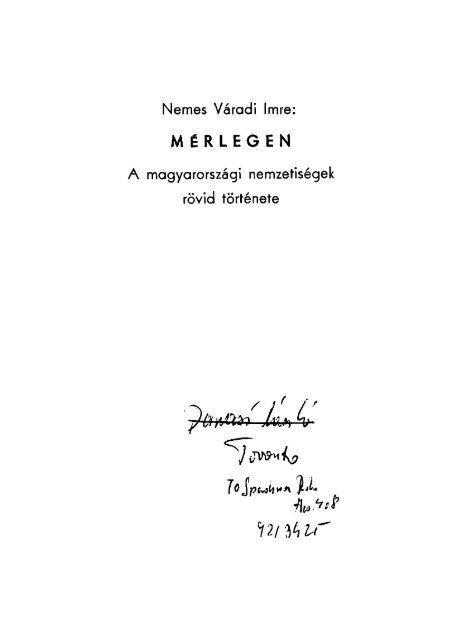 Nemes VÃ¡radi Imre: MÃ©rlegen - 1. rÃ©sz (pdf)