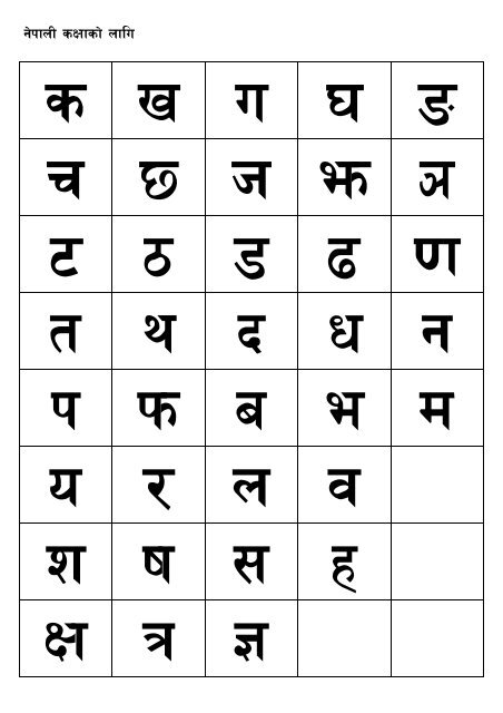 Nepali Ka Kha Ga Practice Hornbill School