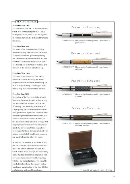 collection spare parts accessories engraving 2011 - Faber Castell