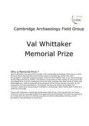 Val Whittaker Memorial Prize - Cambridge Archaeology Field Group