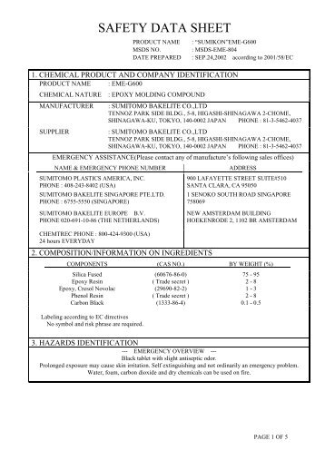 Sumitomo EME-G600 MSDS - Maxim