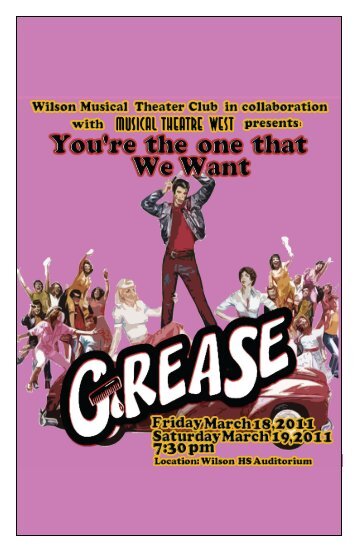 GREASE Show Program - Musical Theatre West