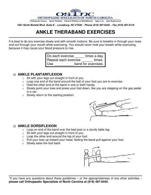 ankle theraband exercises - Orthopaedic Specialists of North Carolina