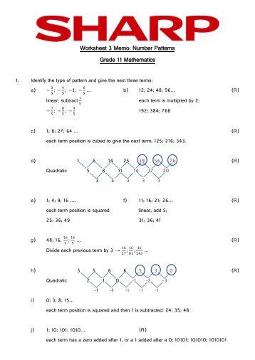 Worksheet 3 Memo: Number Patterns Grade 11 ... - E-Classroom