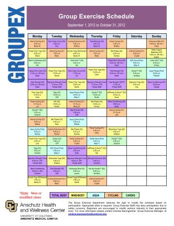 Group Exercise Schedule - Anschutz Health and Wellness Center