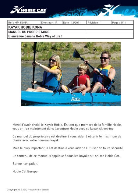 KAYAK HOBIE KONA - Hobie Cat