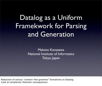 Datalog as a Uniform Framework for Parsing and Generation