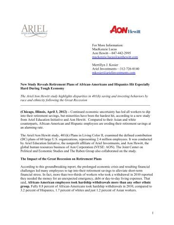 Download the Ariel/Aon Hewitt Study press release - Ariel Investments