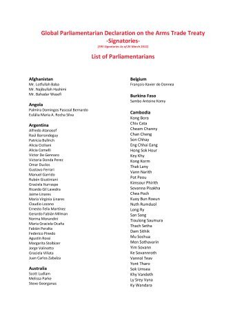 Signatories- List of Parliamentarians - Control Arms