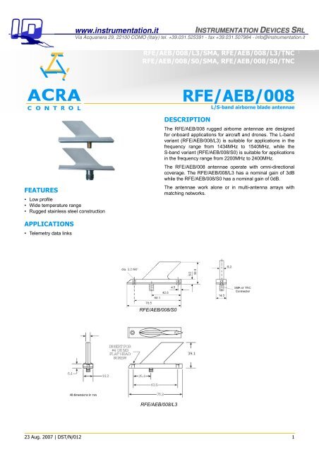 RFE/AEB/008 - Instrumentation Devices