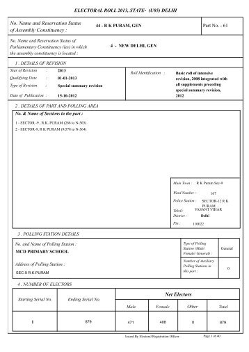 rk puram - Home: Chief Electoral Officer, Delhi