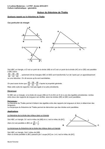 TD LM-PST Autour du thÃ©orÃ¨me de ThalÃ¨s - IUFM