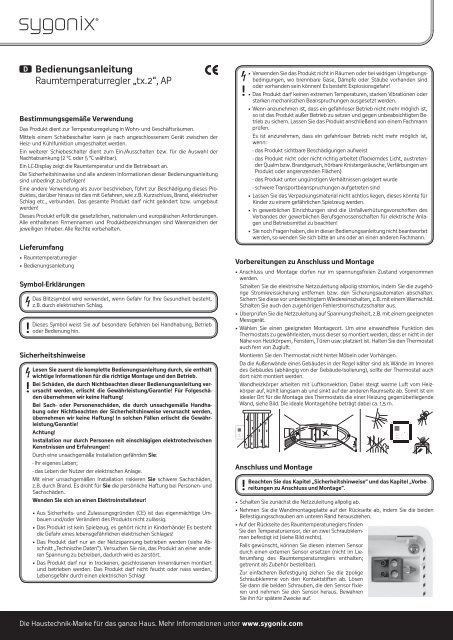 D Bedienungsanleitung Raumtemperaturregler „tx.2“, AP