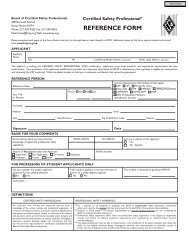 REFERENCE FORM - Board of Certified Safety Professionals