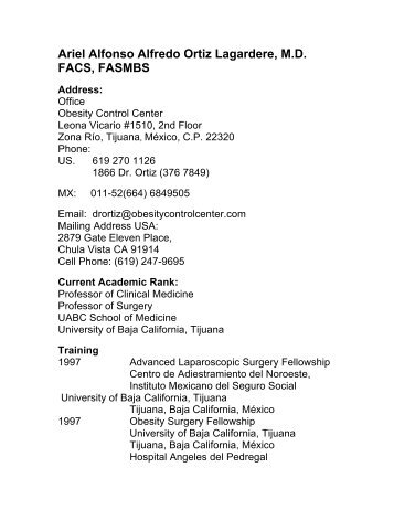 Ariel Alfonso Alfredo Ortiz Lagardere, MD FACS, FASMBS Address