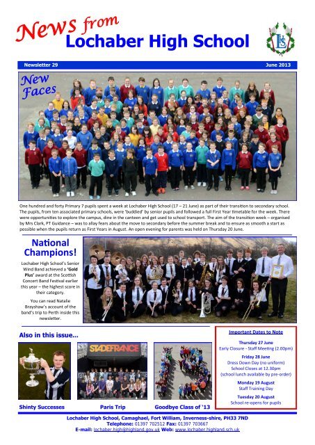 Newsletter 29 - June 2013 - Lochaber High School