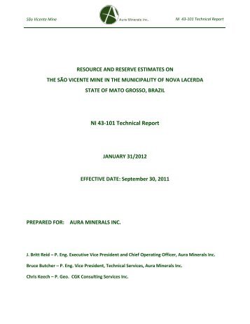 NI 43-101 Technical Report - Aura Minerals Inc.