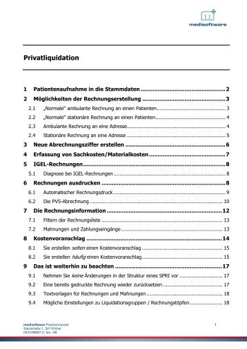 Privatliquidation - Medisoftware