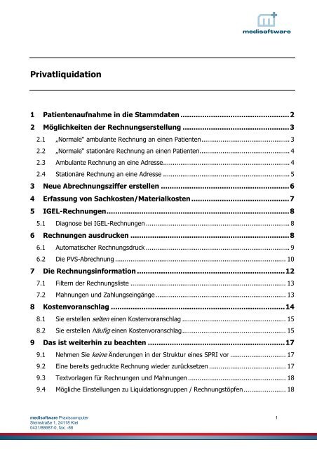 Privatliquidation - Medisoftware