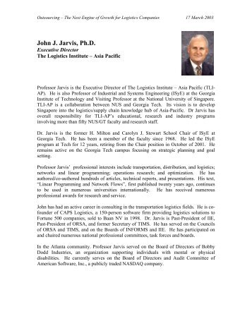 Professor John J. Jarvis - The Logistics Institute