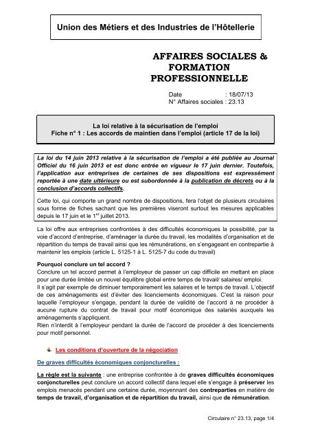 Accord Maintien Dans L Emploi