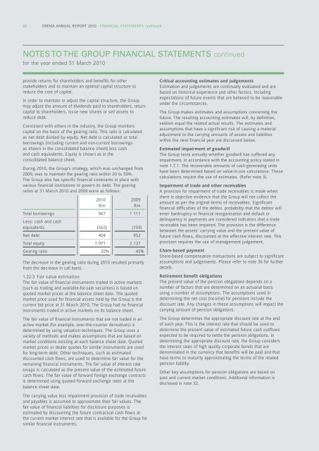 omnia holdings annual report 2010 omnia holdings annu