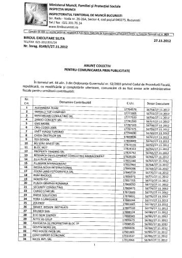 Anunt Colectiv 8149-27-11-2012 - Inspectoratul Teritorial de Munca ...